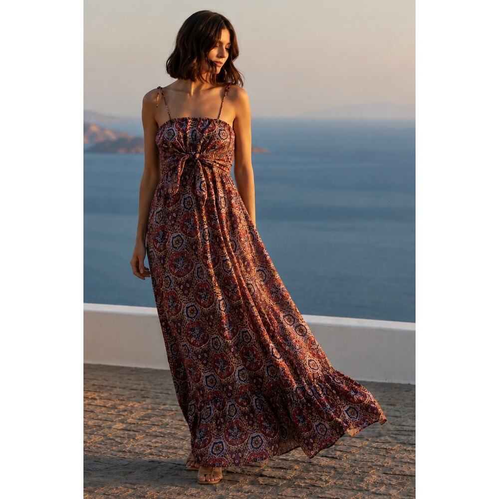 Antik Batik Sam Layered Printed Voile Maxi Dress Red Size S/ 38